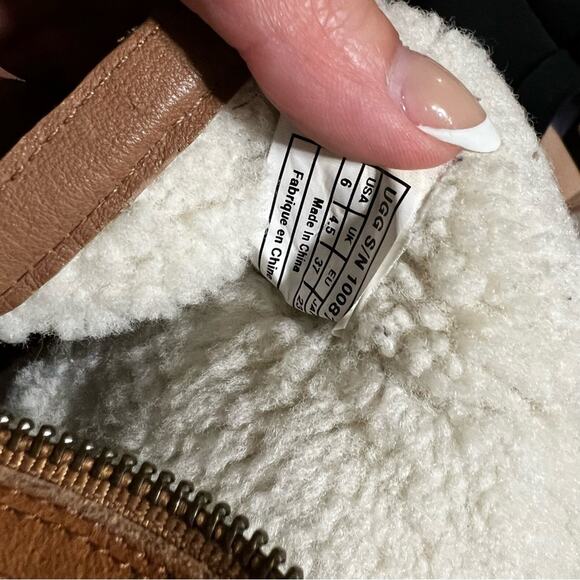 Ugg Charlee Suede Sherpa lined foldover heeled boots in chestnut 6 - Picture 8 of 10